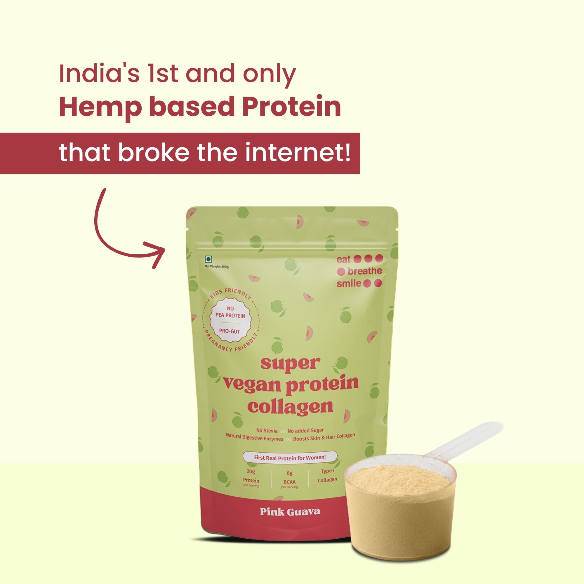 DAILY PRO-GUT Vegan Protein Collagen Pink Guava