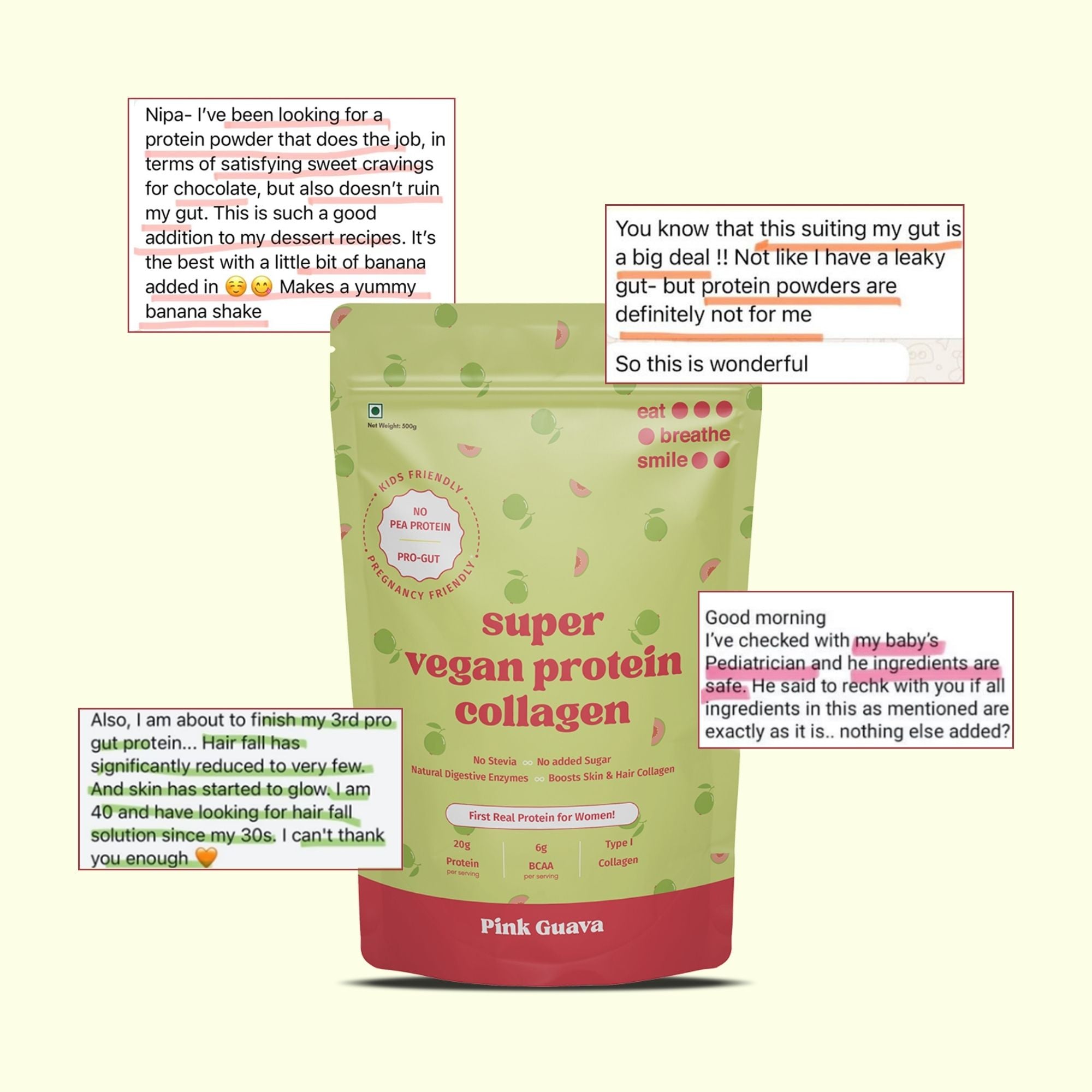 DAILY PRO-GUT Vegan Protein Collagen Pink Guava