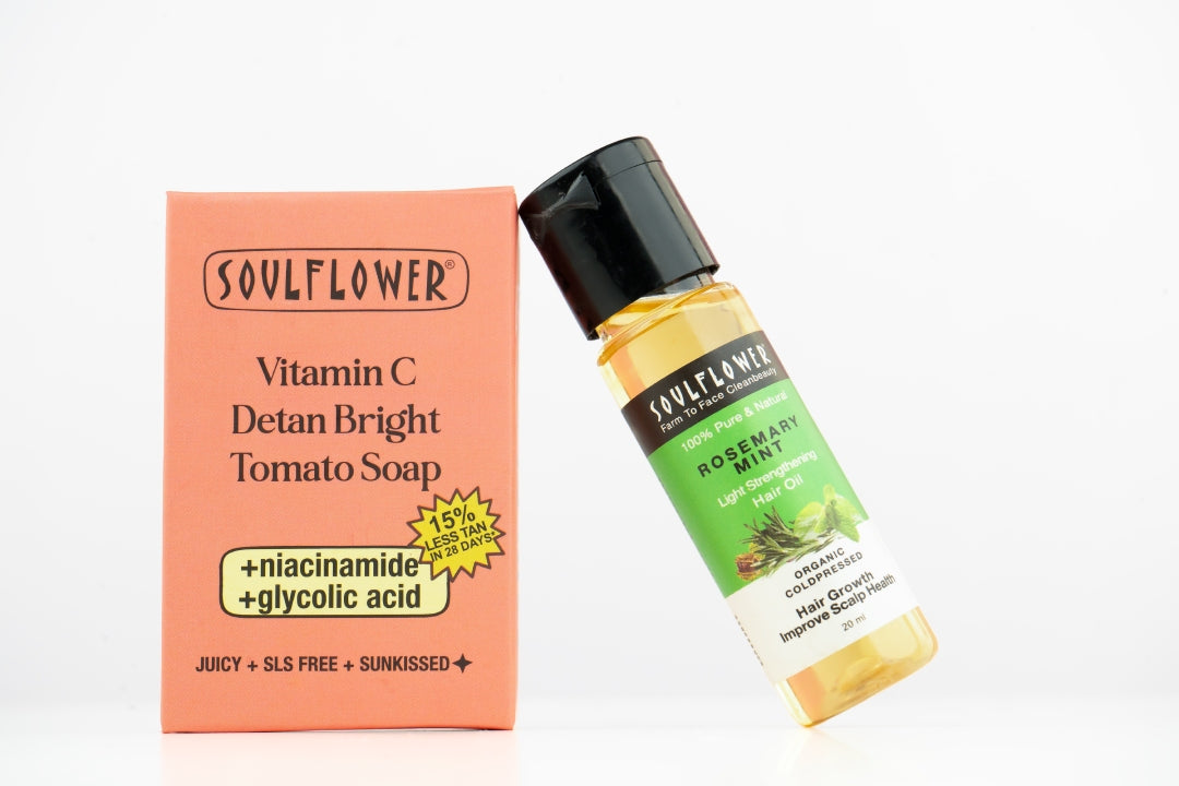 Soulflower Tomato De-Tan Soap + Soulflower Mint Hair Oil