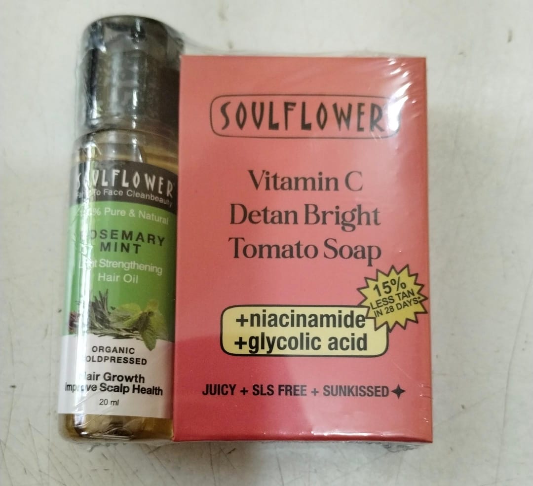 Soulflower Tomato De-Tan Soap + Soulflower Mint Hair Oil